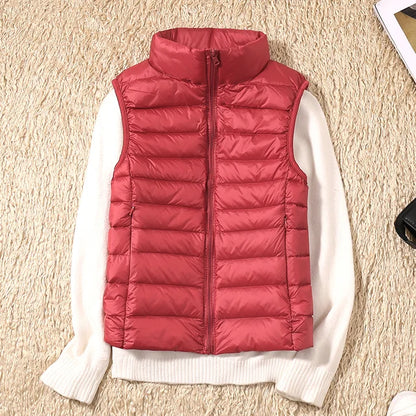 Chaleco Acolchado Con Cremallera Y Cuello Alto Para Mujer | Ideal Para Entretiempo