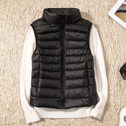 Chaleco Acolchado Con Cremallera Y Cuello Alto Para Mujer | Ideal Para Entretiempo