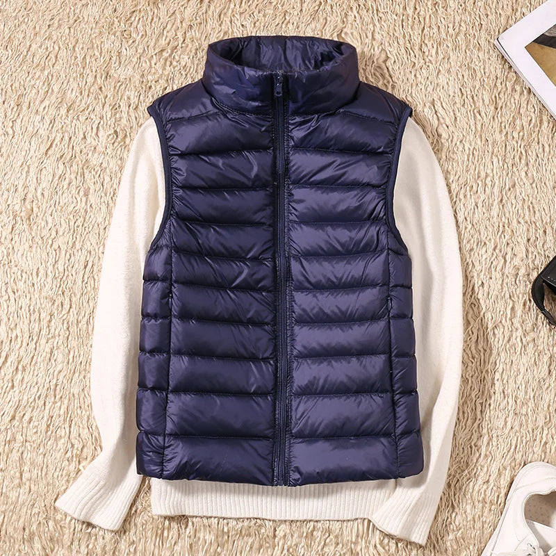 Chaleco Acolchado Con Cremallera Y Cuello Alto Para Mujer | Ideal Para Entretiempo
