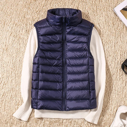 Chaleco Acolchado Con Cremallera Y Cuello Alto Para Mujer | Ideal Para Entretiempo