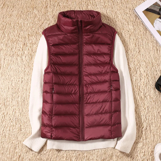 Chaleco Acolchado Con Cremallera Y Cuello Alto Para Mujer | Ideal Para Entretiempo