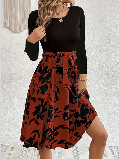 Vestido Midi con Estampado Floral y Cuerpo Fruncido para Mujer | Ideal para Uso Diario y Eventos