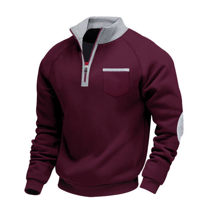 Sudadera Con Cuello Cuarto De Cremallera Y Bolsillos Para Hombre | Ideal Para Uso Diario