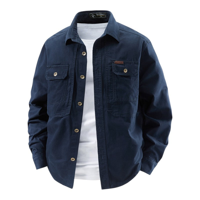 Camisa Con Cierre Abotonado Y Bolsillos En El Pecho Para Hombre | Ideal Para Uso Diario