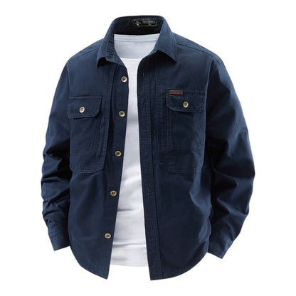 Camisa Con Cierre Abotonado Y Bolsillos En El Pecho Para Hombre | Ideal Para Uso Diario