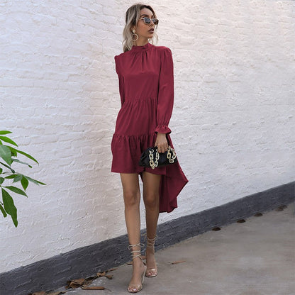 Vestido Midi con Mangas Largas y Detalles Fruncidos para Mujer | Ideal para Ceremonias y Uso Diario