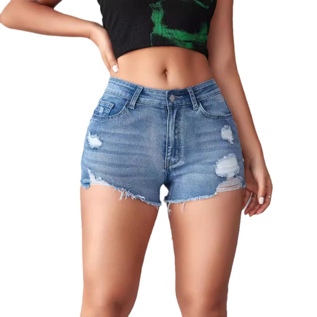 Pantalones Cortos De Mezclilla Con Efecto Desgastado Para Mujer | Ideal Para Los Días Calurosos