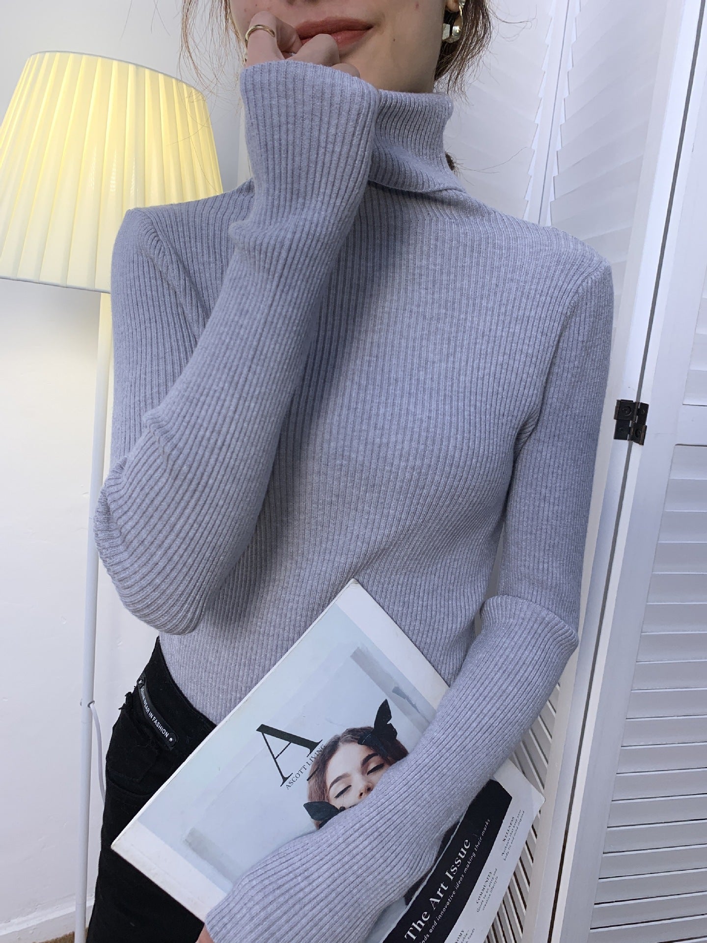 Jersey Ajustado Con Cuello Alto Y Estructura Acanalada Para Mujer | Ideal Para Uso Diario Y Formal