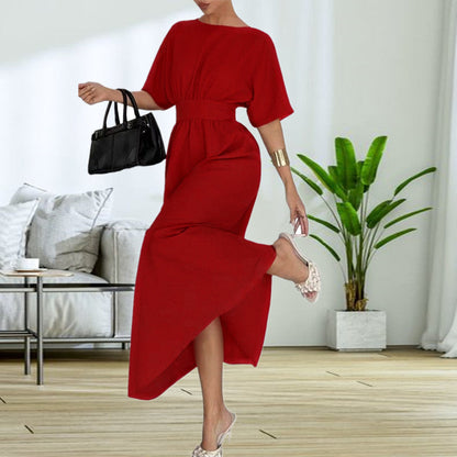 Vestido Midi con Corte Entallado y Cintura Elástica para Mujer | Ideal para Eventos y Salidas de Verano