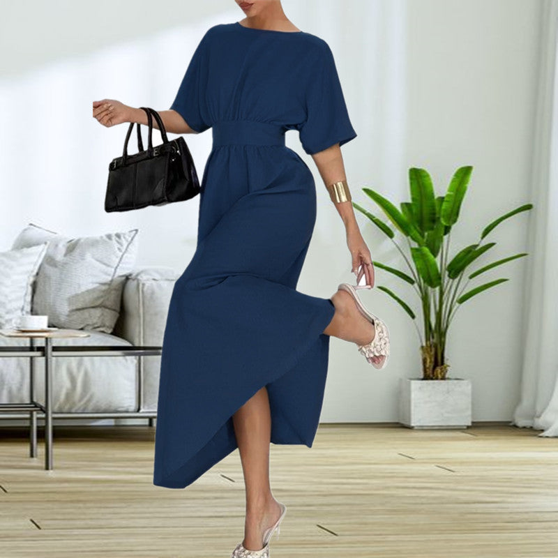 Vestido Midi con Corte Entallado y Cintura Elástica para Mujer | Ideal para Eventos y Salidas de Verano