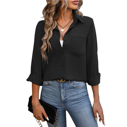Blusa Con Cuello De Solapa Y Mangas Largas Para Mujer | Ideal Para Uso Diario Y Entornos Profesionales