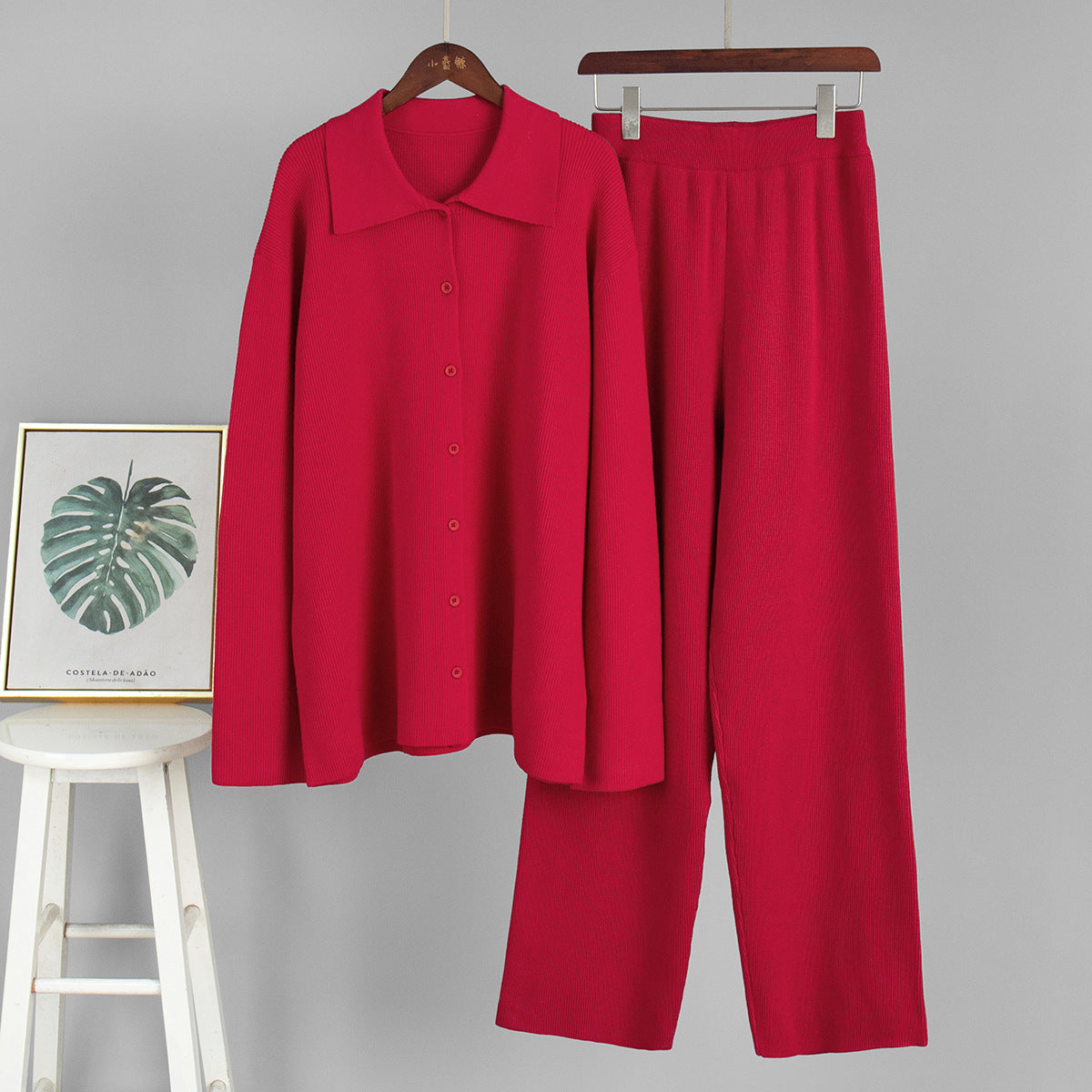 Conjunto De Dos Piezas Con Camisa Abotonada Y Pantalón Amplio Para Adultos | Ideal Para Uso Diario Y Salidas Informales