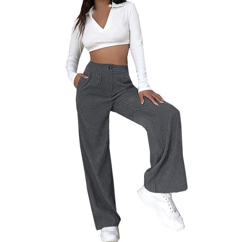 Pantalón de Corte Amplio con Cintura Alta para Mujer | Ideal para Uso Diario y Salidas Informales
