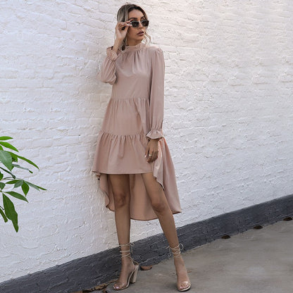 Vestido Midi con Mangas Largas y Detalles Fruncidos para Mujer | Ideal para Ceremonias y Uso Diario