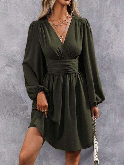 Vestido con Corte Cruzado y Longitud a la Rodilla para Mujer | Ideal para Trabajo y Eventos