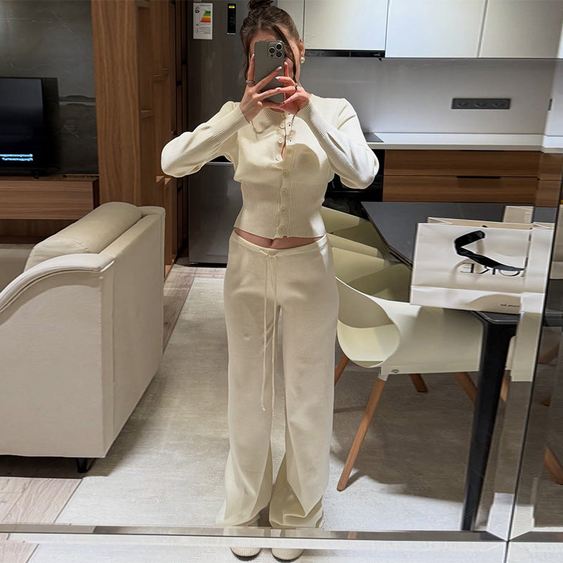 Conjunto Loungewear De Dos Piezas Con Top De Manga Larga Y Pantalón Amplio Para Adultos | Ideal Para Uso Diario Y Descanso