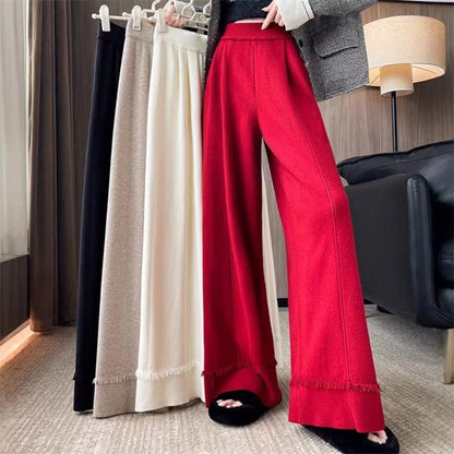 Pantalón de Corte Amplio con Flecos en el Bajo para Mujer | Ideal para Uso Diario y Eventos