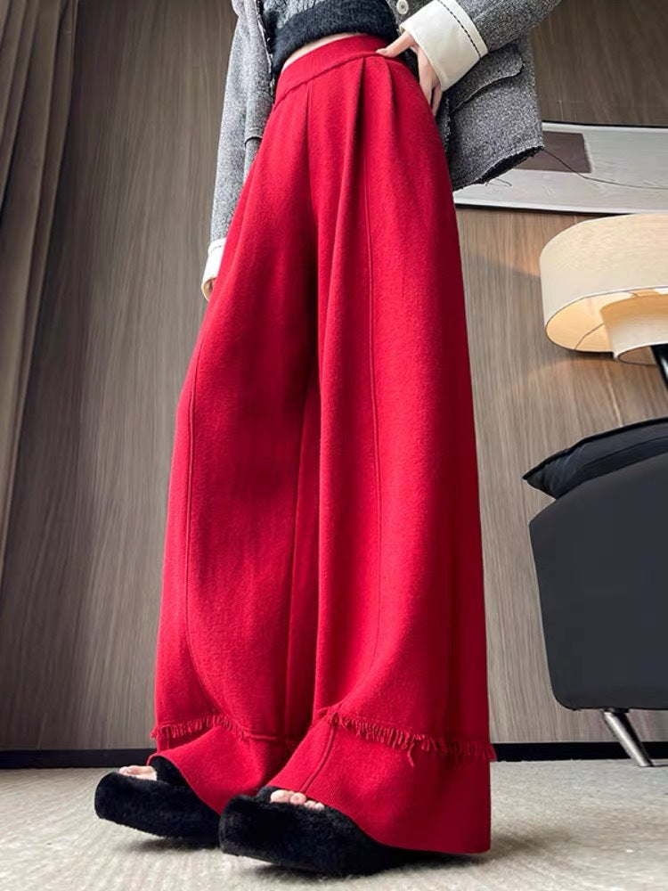 Pantalón de Corte Amplio con Flecos en el Bajo para Mujer | Ideal para Uso Diario y Eventos