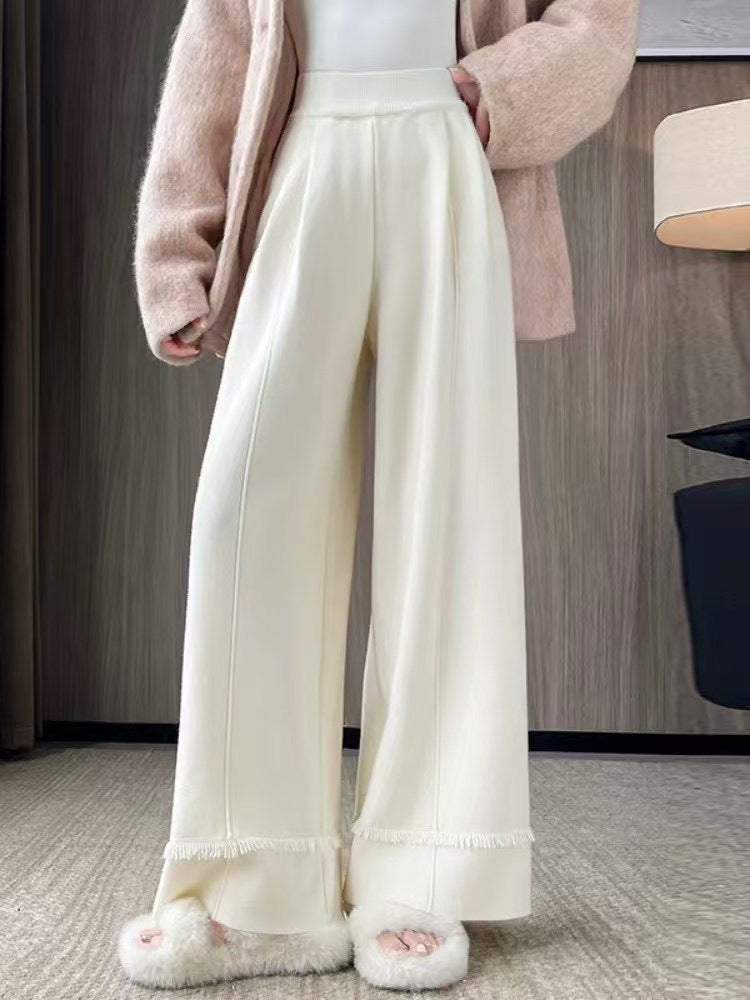 Pantalón de Corte Amplio con Flecos en el Bajo para Mujer | Ideal para Uso Diario y Eventos