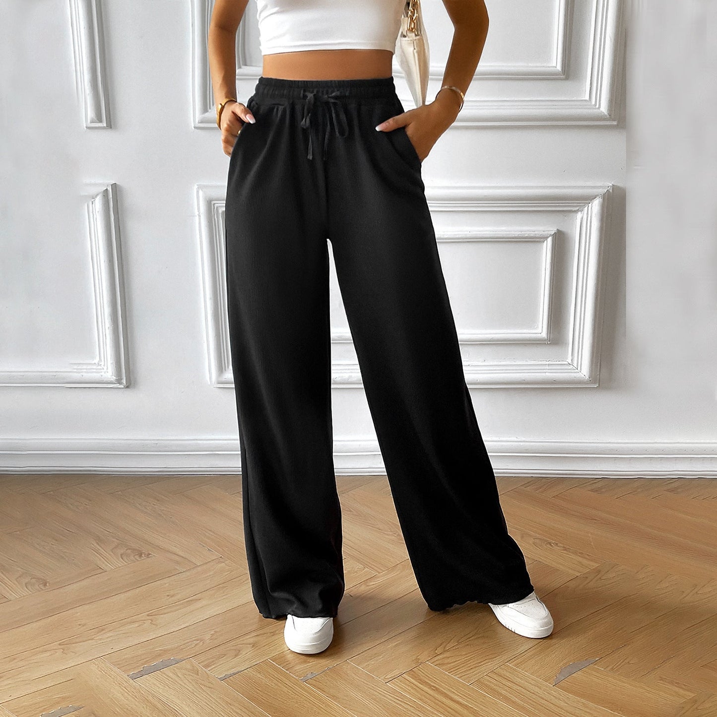 Pantalón Amplio Con Cintura Ajustable Y Piernas Anchas Para Mujer | Ideal Para Uso Diario