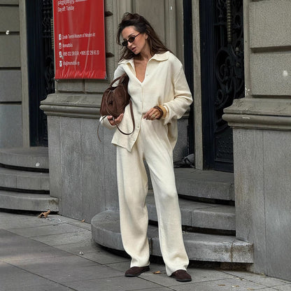 Conjunto De Dos Piezas Con Camisa Abotonada Y Pantalón Amplio Para Adultos | Ideal Para Uso Diario Y Salidas Informales