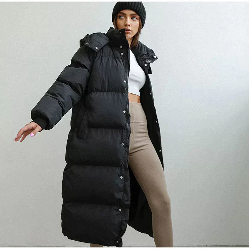 Doudoune Larga Con Capucha Ajustable Para Mujer | Ideal Para El Invierno