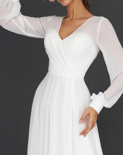 Vestido Midi Fluido con Mangas Transparentes y Escote Corazón para Mujer | Ideal para Eventos Formales y Cenas