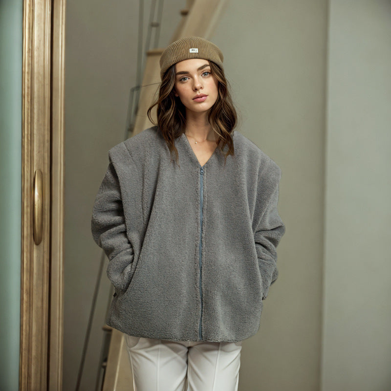 Chaqueta Oversized con Cuello en V para Mujer | Ideal para Uso Diario