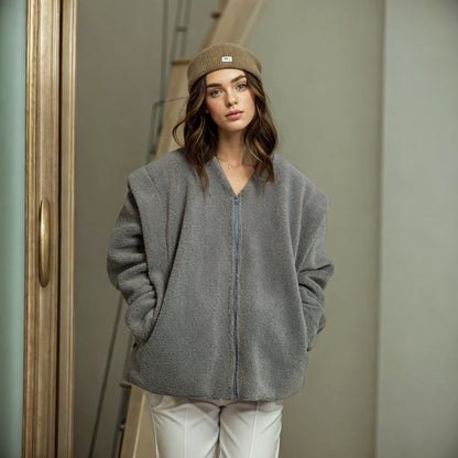 Chaqueta Oversized con Cuello en V para Mujer | Ideal para Uso Diario