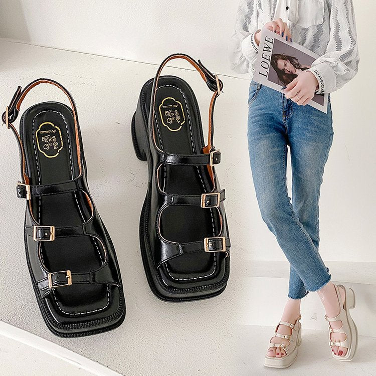 Sandalias Plataforma Con Tacón Bloque Y Correas Ajustables Para Mujer | Ideales Para Uso Diario Y Diferentes Ocasiones