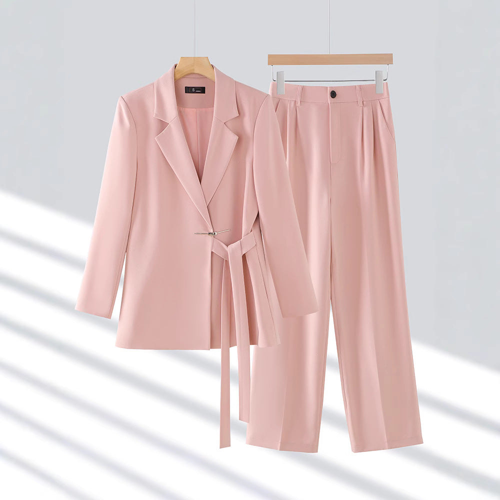 Conjunto de Dos Piezas con Blazer de Corte Estructurado y Pantalón Ancho para Mujer | Ideal para Uso Profesional y Formal