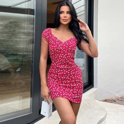 Vestido Mini Con Estampado Floral Y Escote En V Para Mujer | Ideal Para Uso En Verano