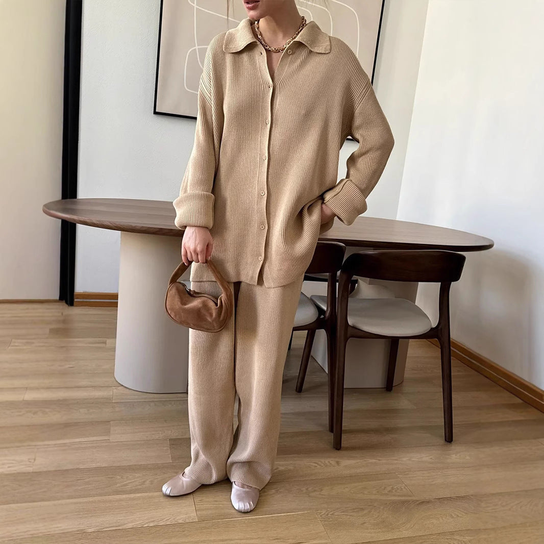 Conjunto De Dos Piezas Con Camisa Abotonada Y Pantalón Amplio Para Adultos | Ideal Para Uso Diario Y Salidas Informales