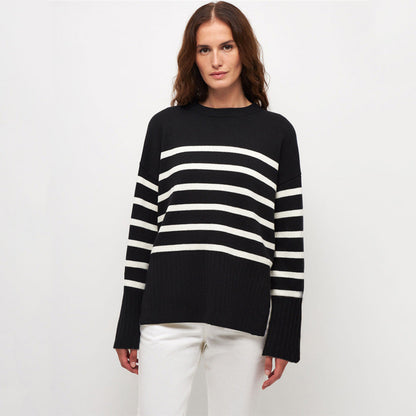 Jersey Con Motivo De Rayas Y Corte Holgado Para Mujer | Ideal Para Uso Diario