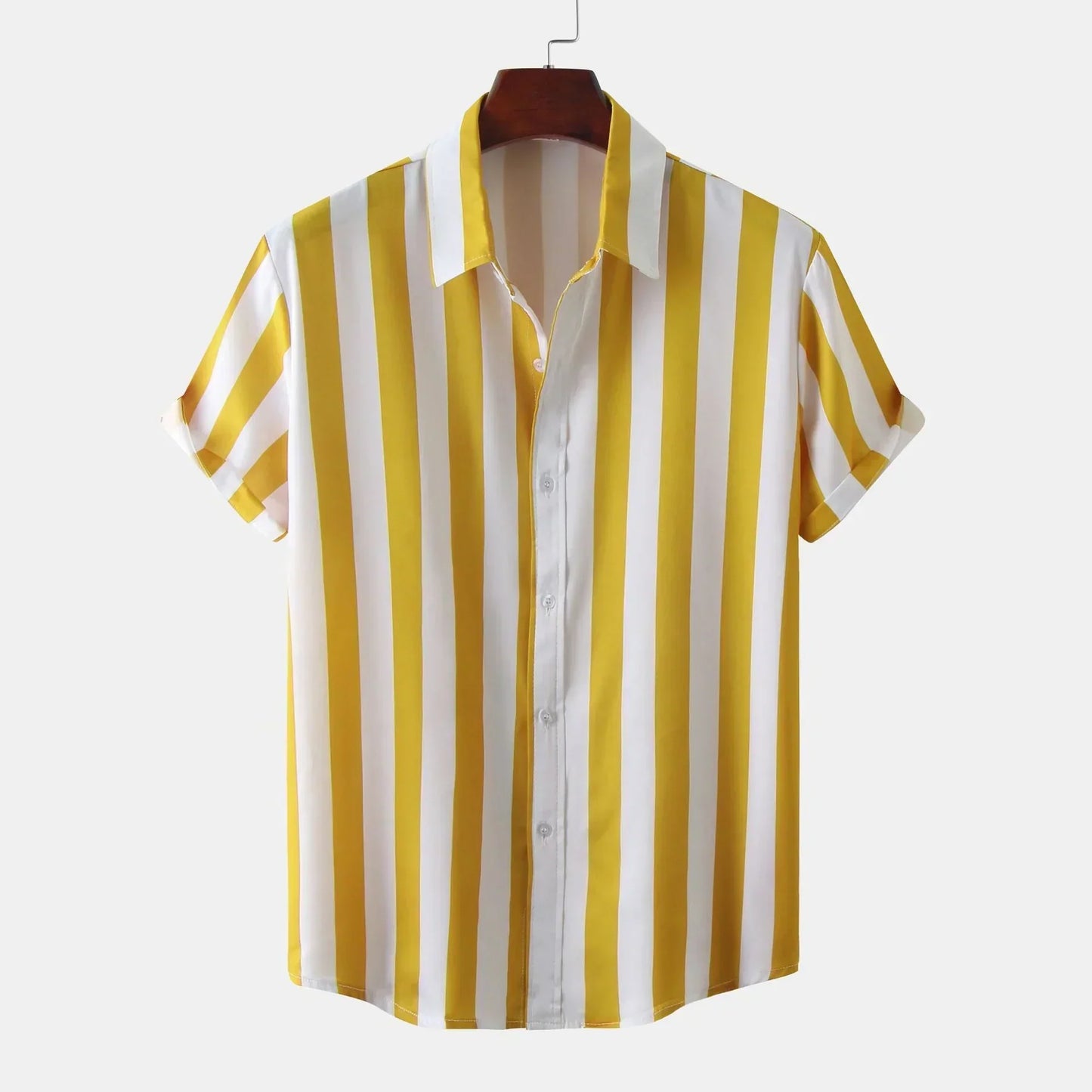 Camisa de Rayas Verticales en Blanco y Negro con Cuello Clásico para Hombre | Ideal para Uso Diario e Informal