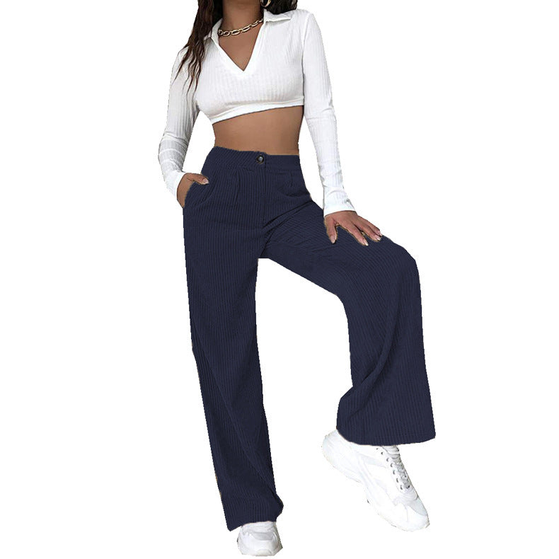 Pantalón de Corte Amplio con Cintura Alta para Mujer | Ideal para Uso Diario y Salidas Informales