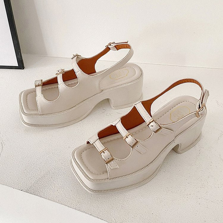 Sandalias Plataforma Con Tacón Bloque Y Correas Ajustables Para Mujer | Ideales Para Uso Diario Y Diferentes Ocasiones
