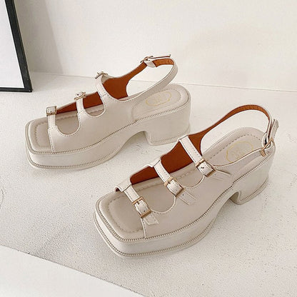Sandalias Plataforma Con Tacón Bloque Y Correas Ajustables Para Mujer | Ideales Para Uso Diario Y Diferentes Ocasiones