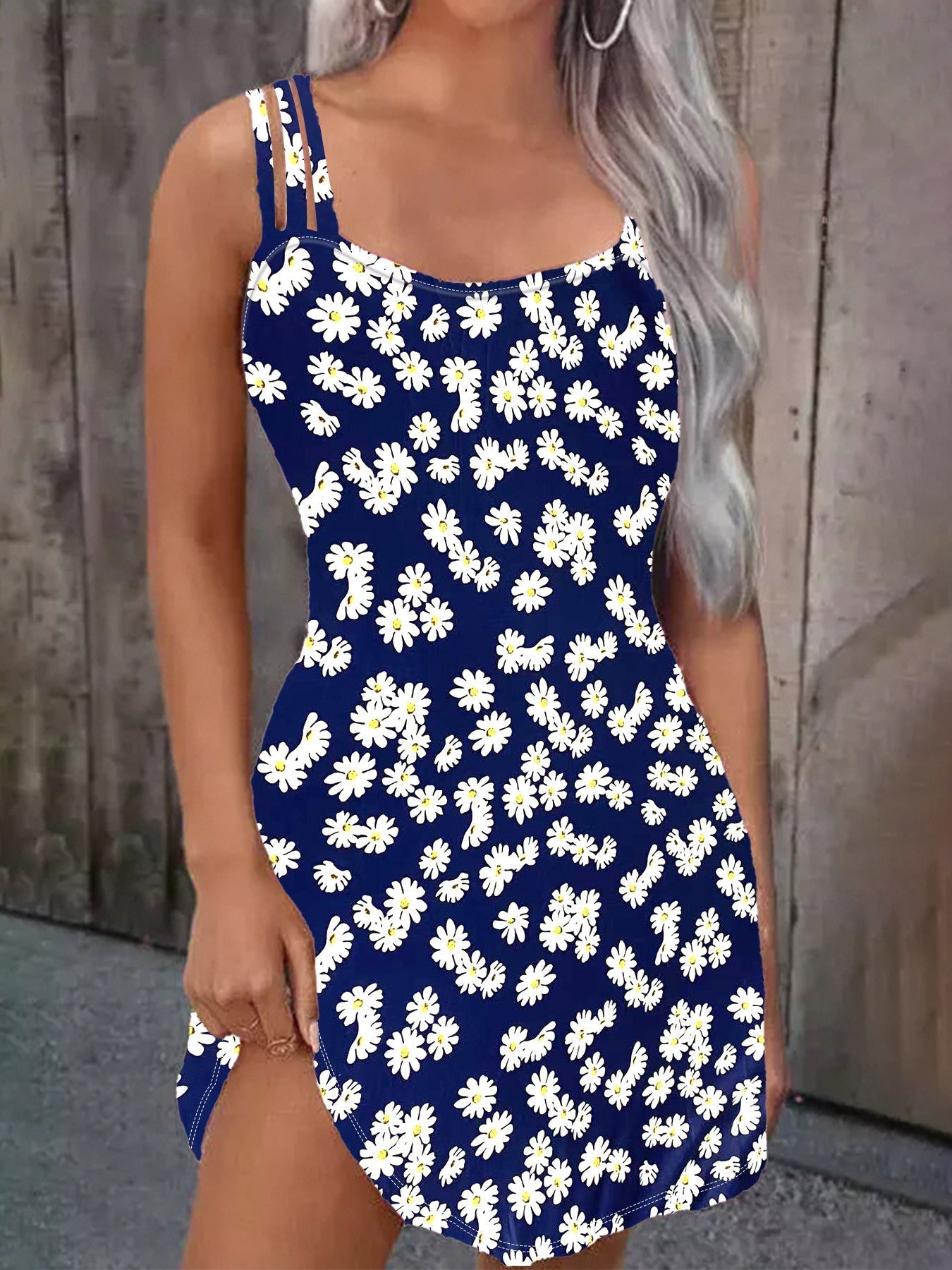Vestido Corto Con Tirantes Finos Ajustables Y Estampado Floral Para Mujer | Ideal Para Uso Diario Y Eventos