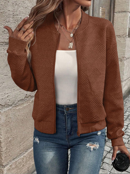 Chaqueta Con Cremallera Frontal Y Corte Holgado Para Mujer | Ideal Para Uso Diario O Entretiempo