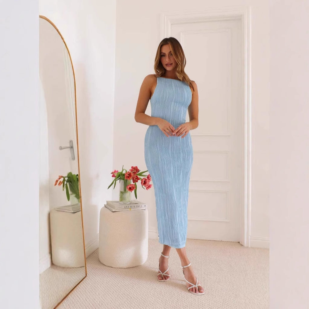 Vestido Midi sin Mangas con Espalda Abierta para Mujer | Ideal para Eventos de Noche