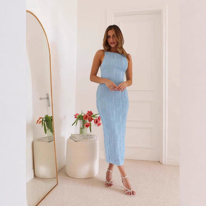 Vestido Midi sin Mangas con Espalda Abierta para Mujer | Ideal para Eventos de Noche