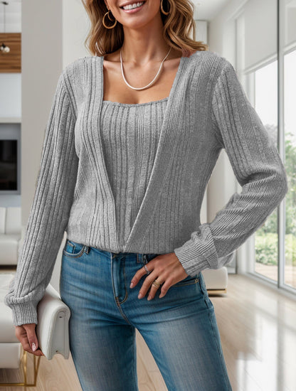 Jersey Con Diseño 2 En 1 Y Cuello Cuadrado Para Mujer | Ideal Para Uso Diario Y Ocasiones