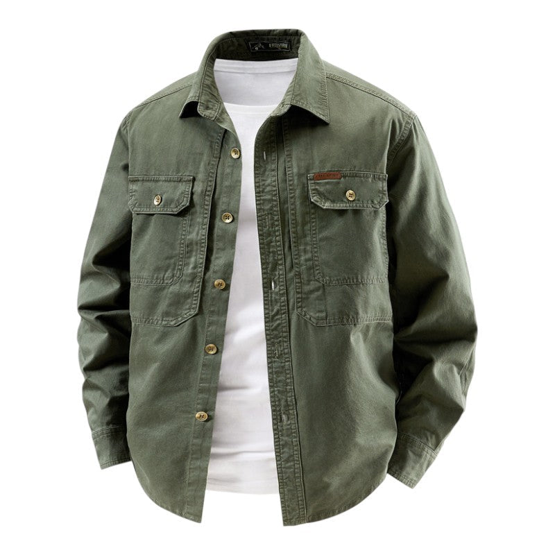 Camisa Con Cierre Abotonado Y Bolsillos En El Pecho Para Hombre | Ideal Para Uso Diario
