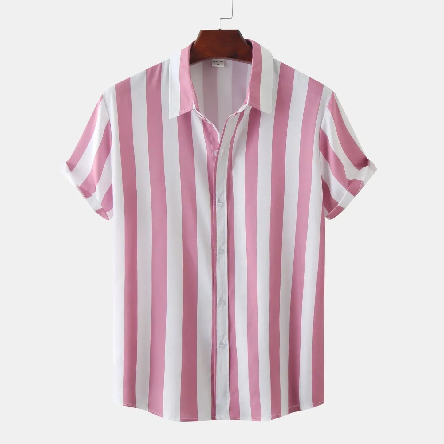 Camisa de Rayas Verticales en Blanco y Negro con Cuello Clásico para Hombre | Ideal para Uso Diario e Informal
