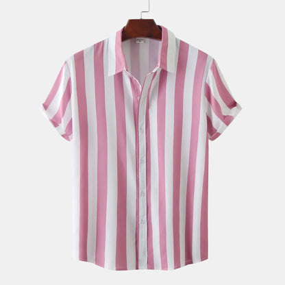 Camisa de Rayas Verticales en Blanco y Negro con Cuello Clásico para Hombre | Ideal para Uso Diario e Informal