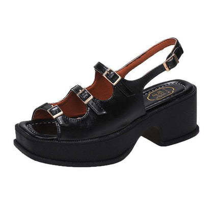 Sandalias Plataforma Con Tacón Bloque Y Correas Ajustables Para Mujer | Ideales Para Uso Diario Y Diferentes Ocasiones