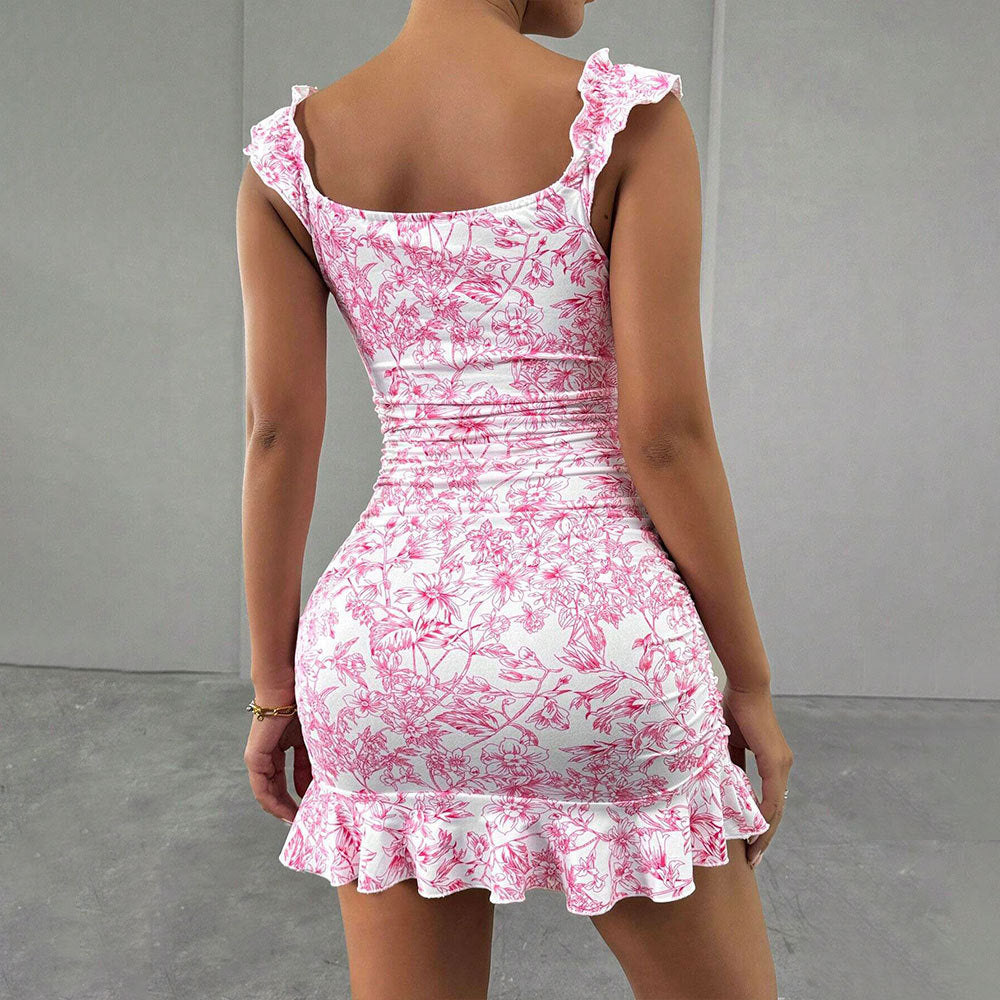 Vestido Mini Con Hombros Descubiertos Y Estampado Floral Para Mujer | Ideal Para Uso Diario Y Eventos