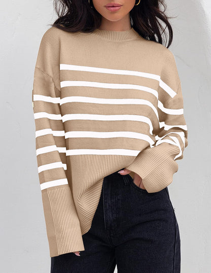 Jersey Con Motivo De Rayas Y Corte Holgado Para Mujer | Ideal Para Uso Diario