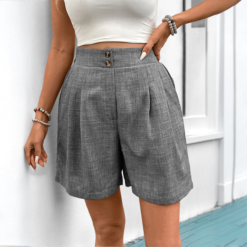Short De Talle Alto Con Pliegues Frontales Para Mujer | Ideal Para Primavera Y Verano